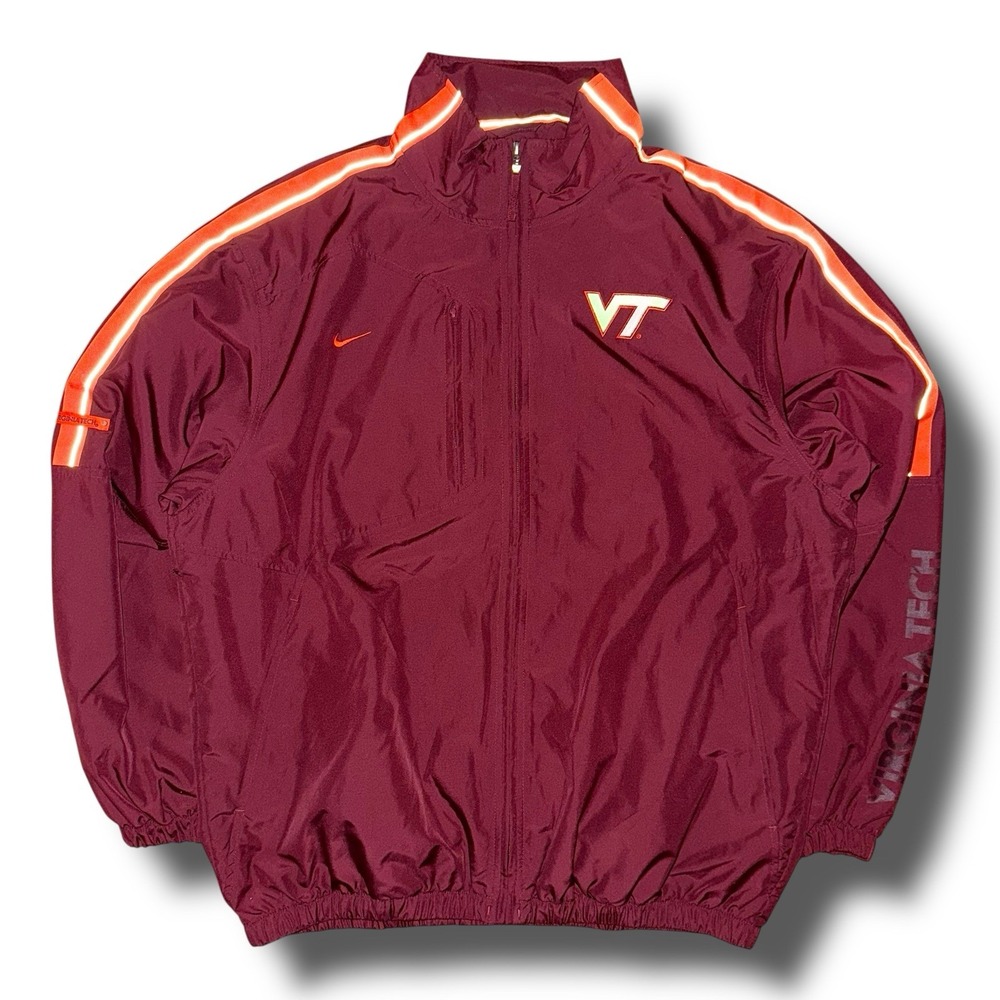 VIRGINIA TECH Windbreaker Large Y2K NIKE Team Mesh Lined‎ Full Zip Jacket